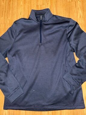 Hogan Men's Navy Quarter-Zip Waffle Knit Pullover